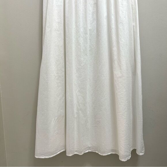 Reformation Villa Midi Dress Smocked Organic Cotton White Size L - Picture 5 of 9